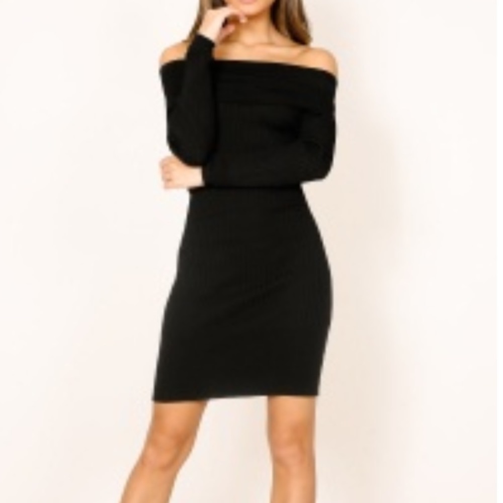 Warm Hearts Knit Dress In Black - NWT